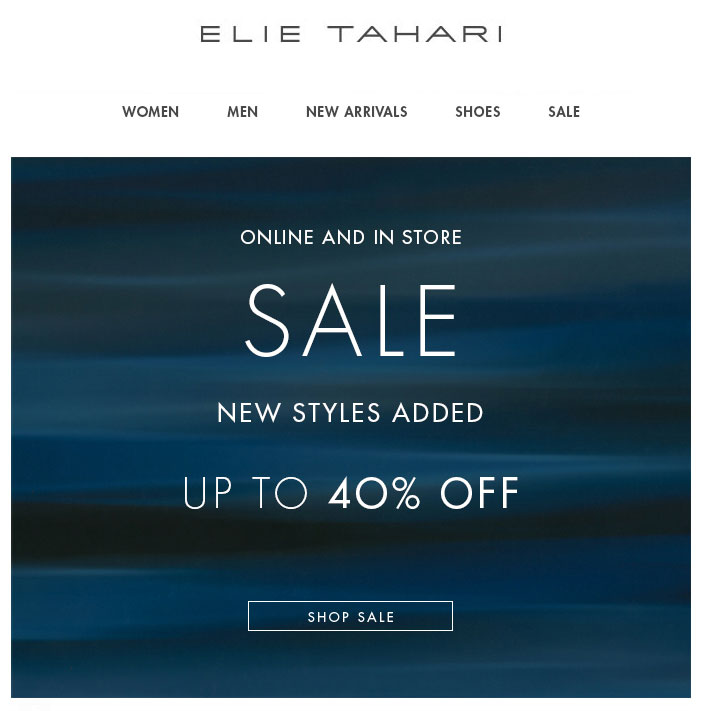 Elie Tahari Retail Sale