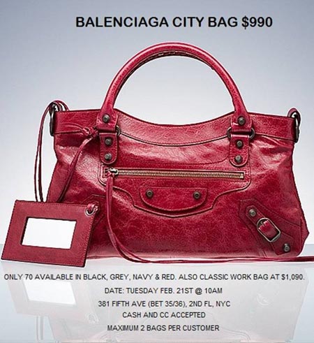 Uganda pilfer Gå vandreture New York Sample Sales - Balenciaga Bags Sample Sale