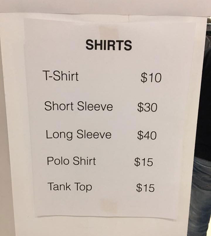 Osklen Sample Sale Shirts Price List