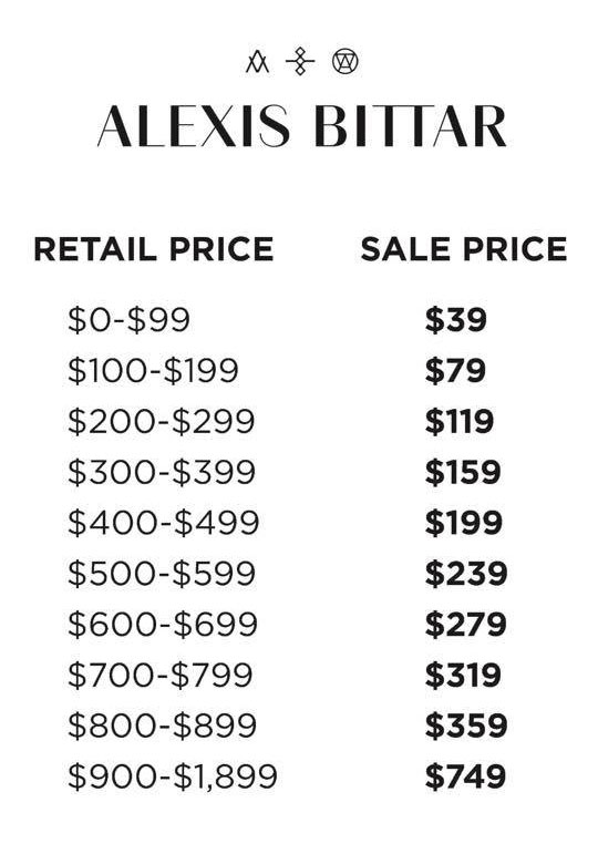 Alexis Bittar Sample Sale Price List