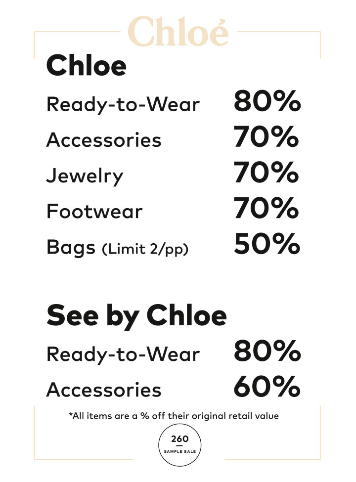 Chloe Sample Sale Price List