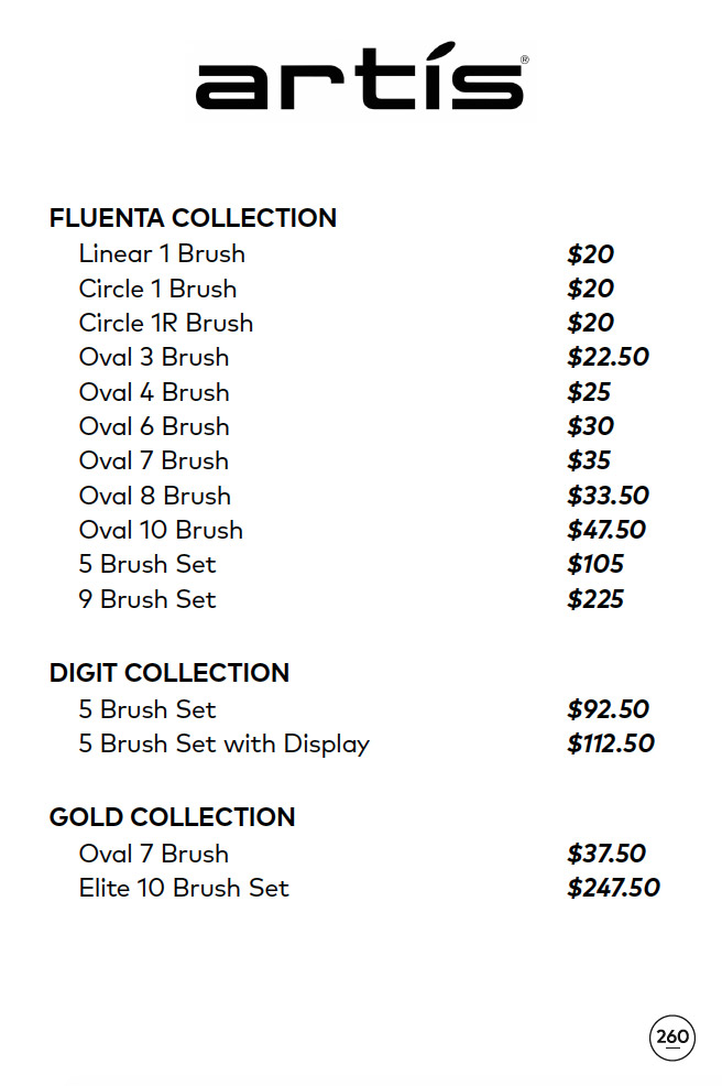 Artis Brush Sample Sale in Images Prices