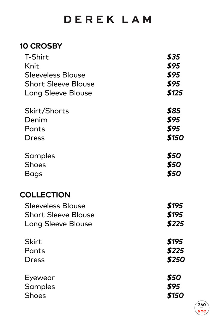 Derek Lam & Derek Lam 10 Crosby Sample Sale in Images Price List