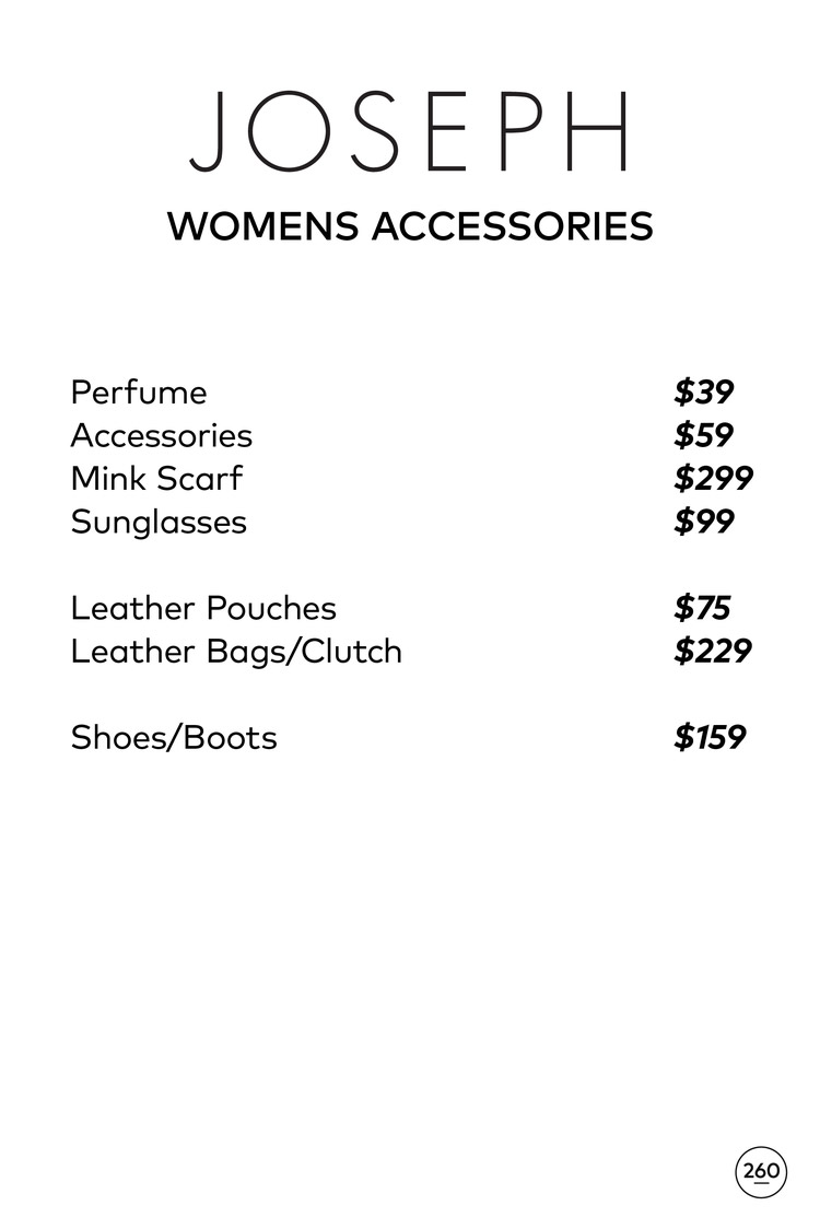 JOSEPH Sample Sale in Images Price List