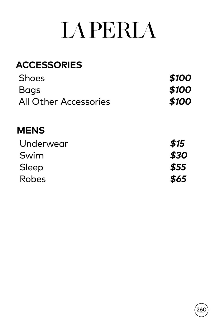 La Perla Sample Sale Price List