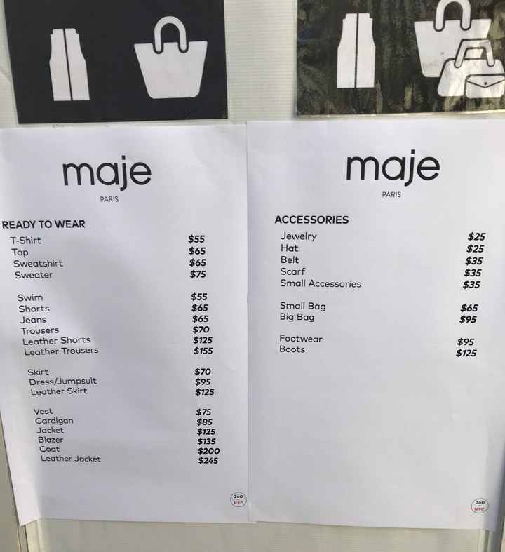 Maje Sample Sale Review Price List
