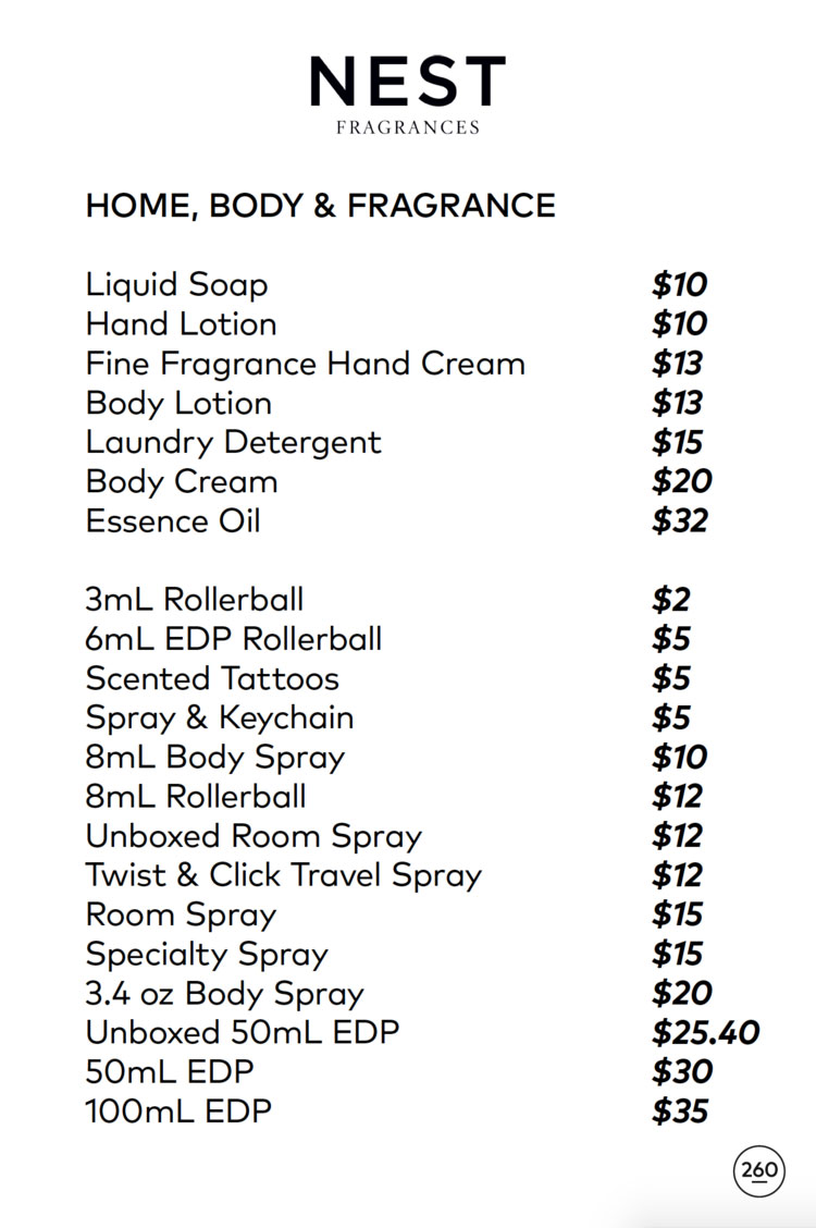 Nest Fragrances Sample Sale in Images Prices