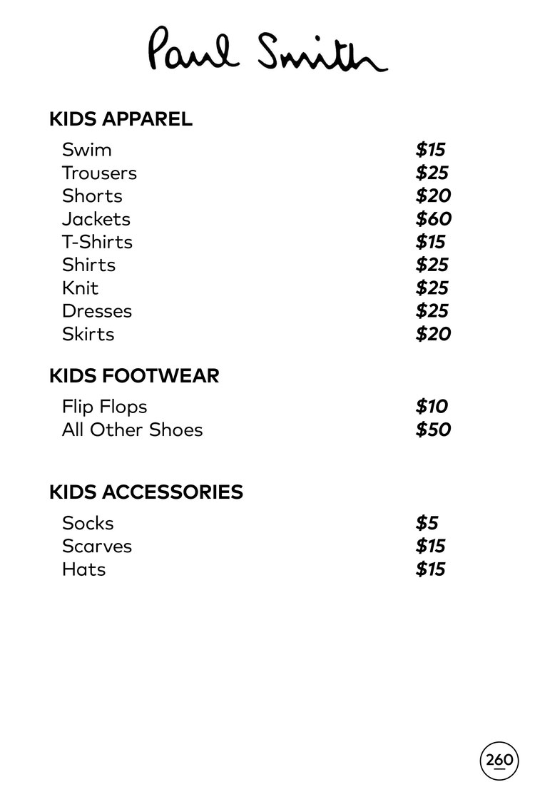 Paul Smith Sample Sale in Images Price List