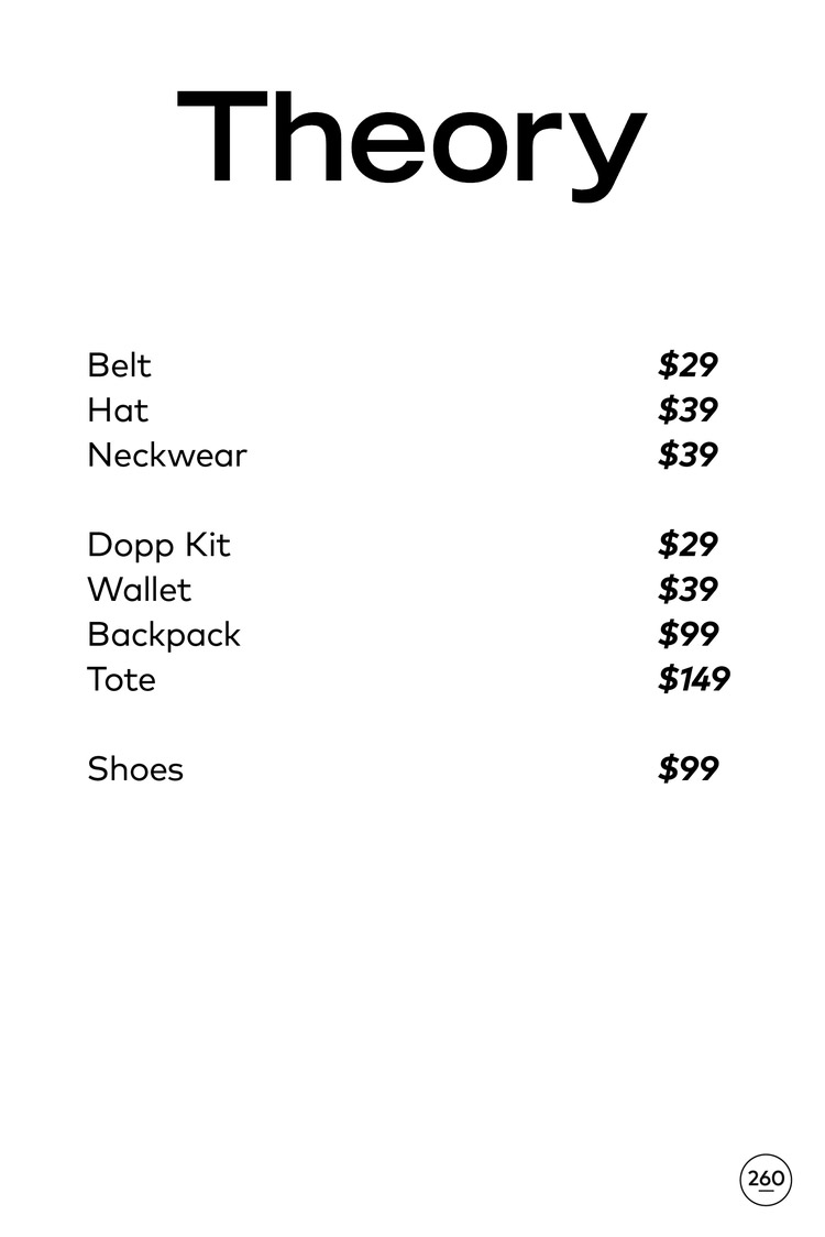 Theory Men's Sample Sale in Images Price List