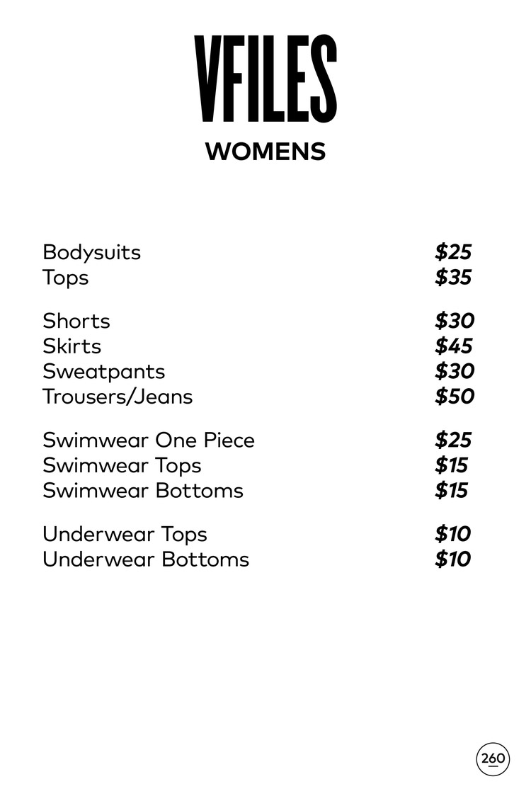 VFILES Sample Sale in Images Price List