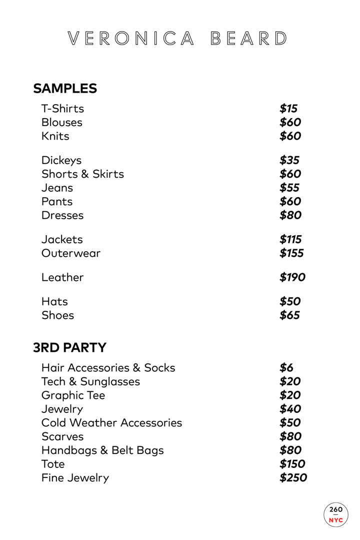 Veronica Beard Sample Sale in Images Price List