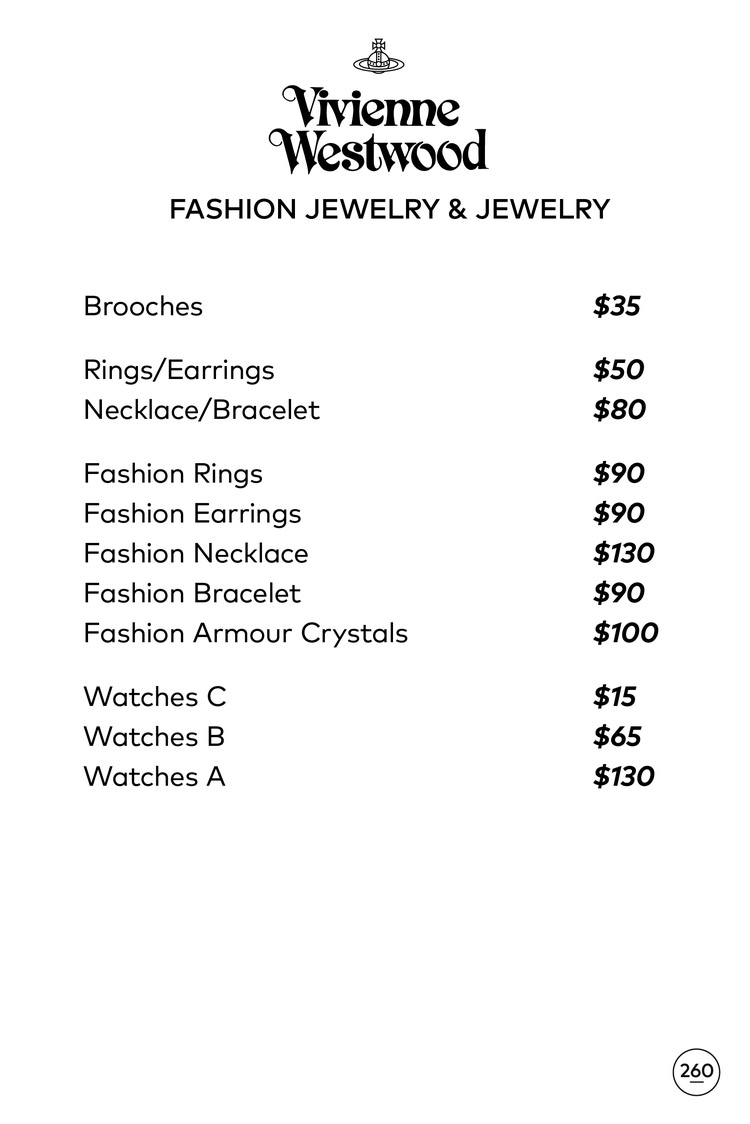 Vivienne Westwood Sample Sale in Images Price List