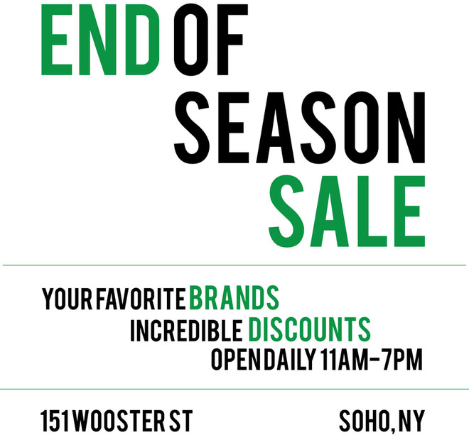 260 Sample Sale End of Season Sale