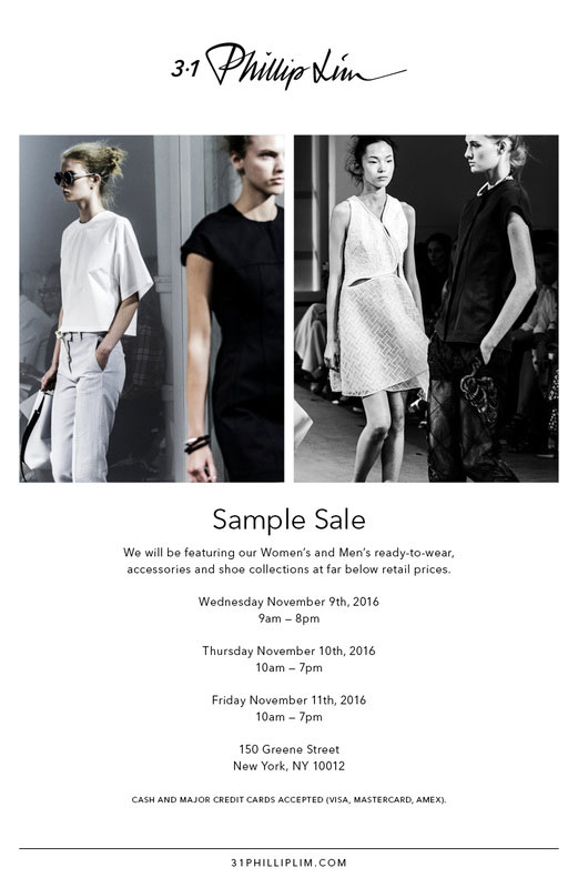 3.1 Phillip Lim Clothing & Accessories New York Sample Sale