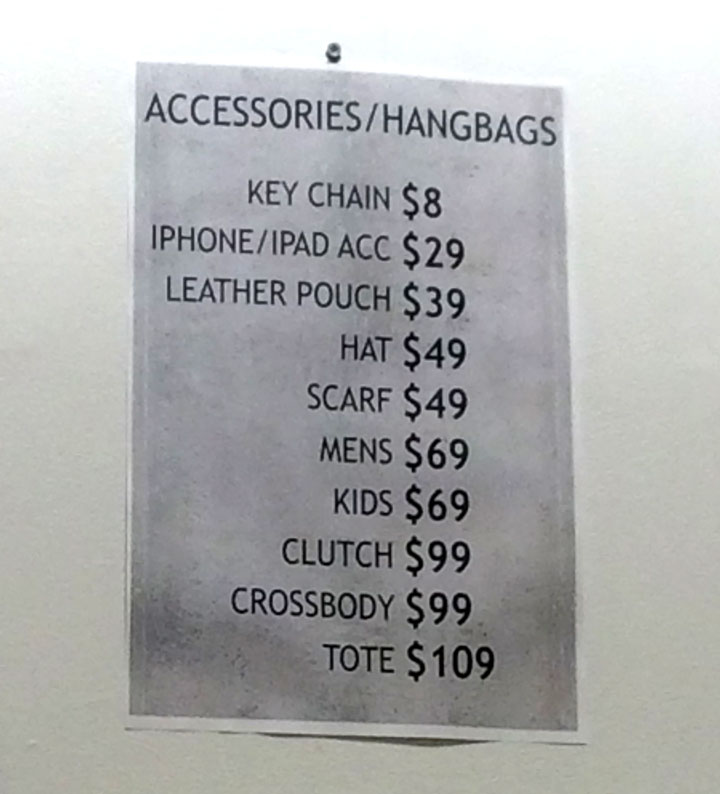 Accessories Price List