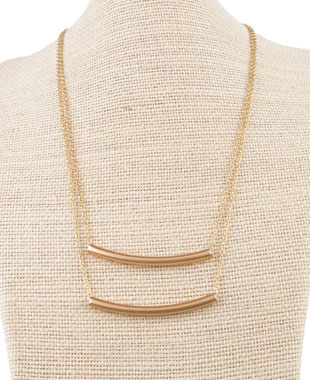 Dainty gold tone double tube pendant chain: $12 (retail price $60)