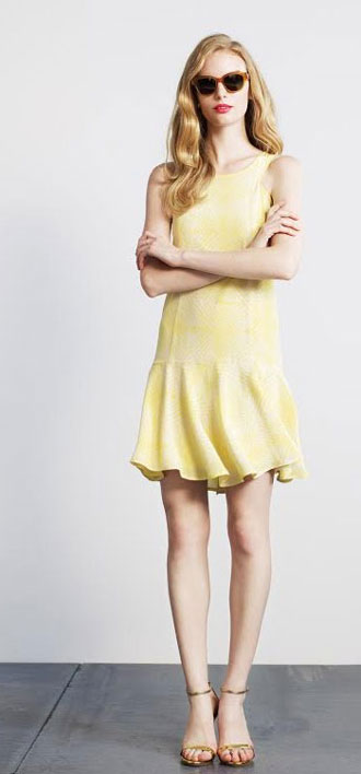 Amanda Uprichard Stephanie Dress in Lemon Ink Stain