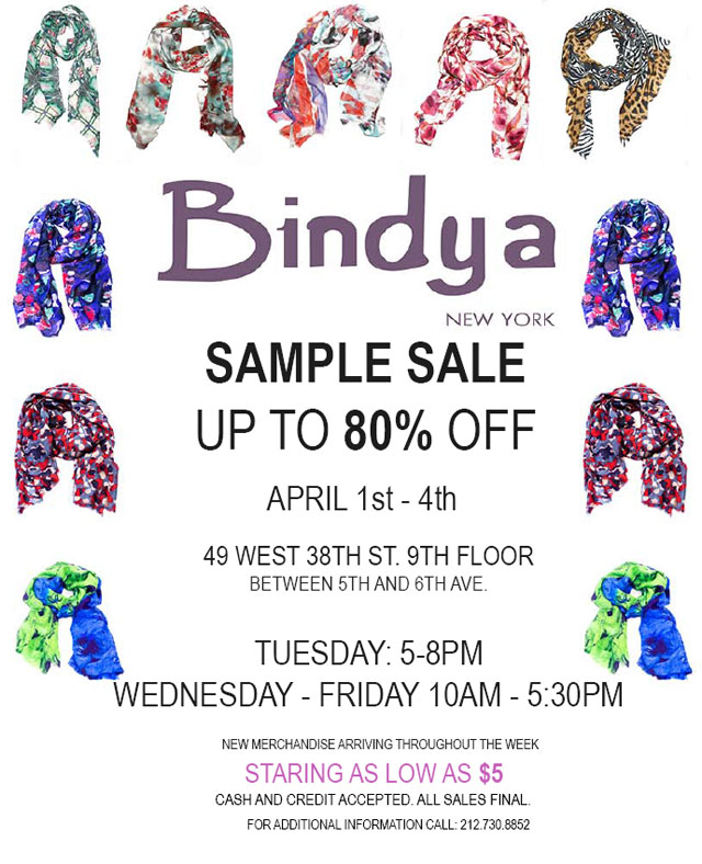 Bindya NY Stock & Sample Sale