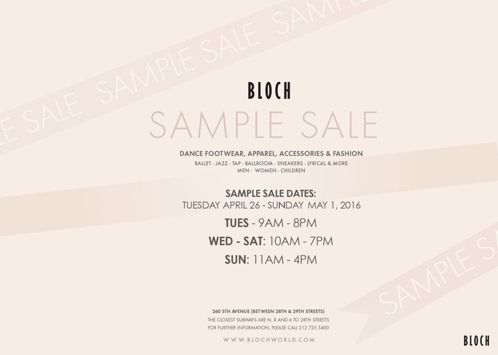 Bloch Sample Sale