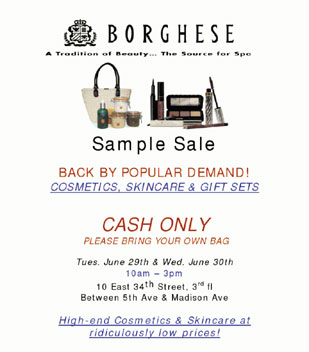 Borghese Mother's Day Sample Sale