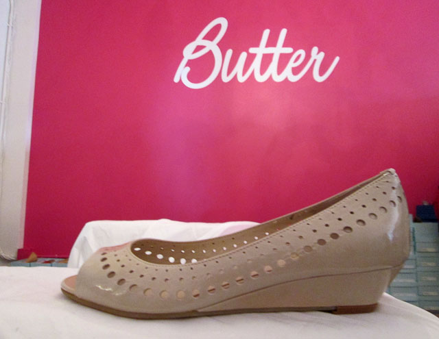 Vintage punched leather style in many versions: flat, wedged, stiletto, and kitten heel