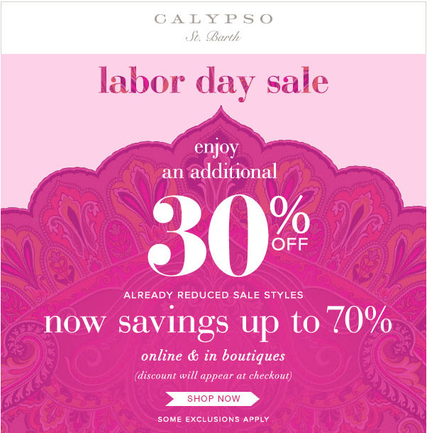 Calypso St. Barth Labor Day Sale