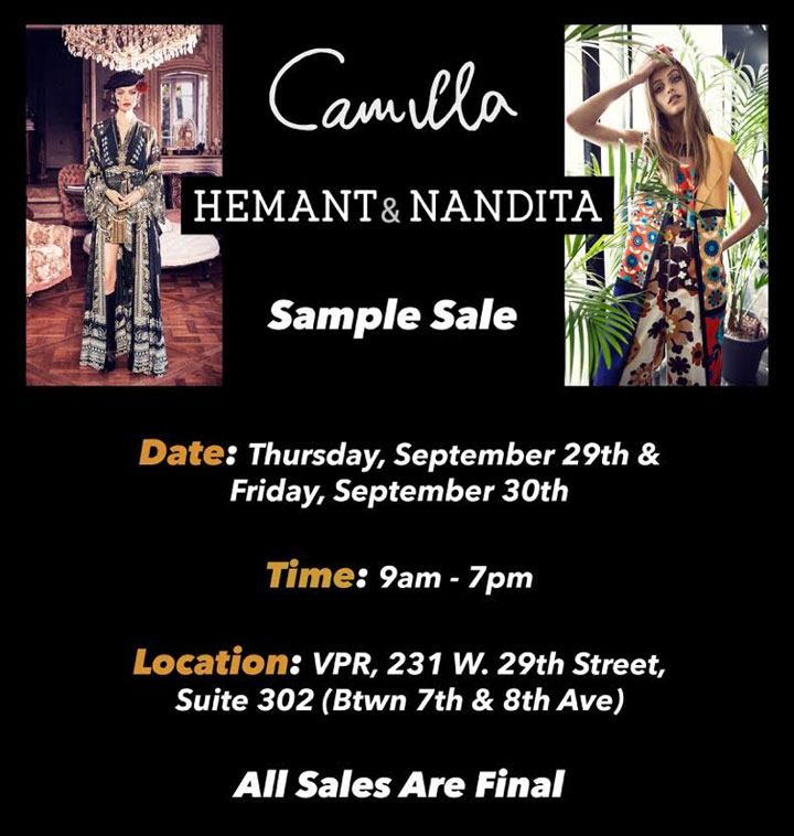 Camilla, Hemant & Nandita Sample Sale