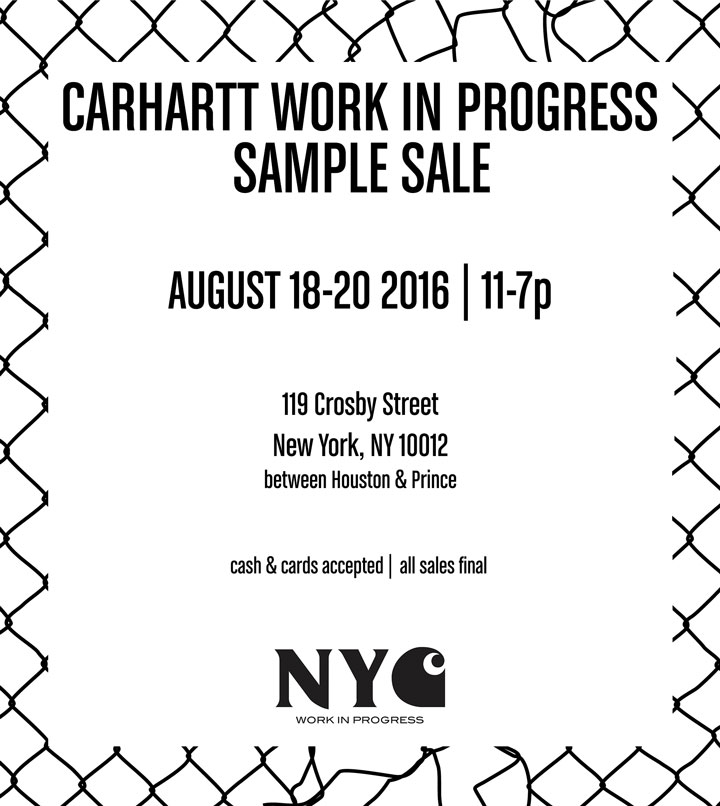 Carhartt Work In Progress Sample Sale