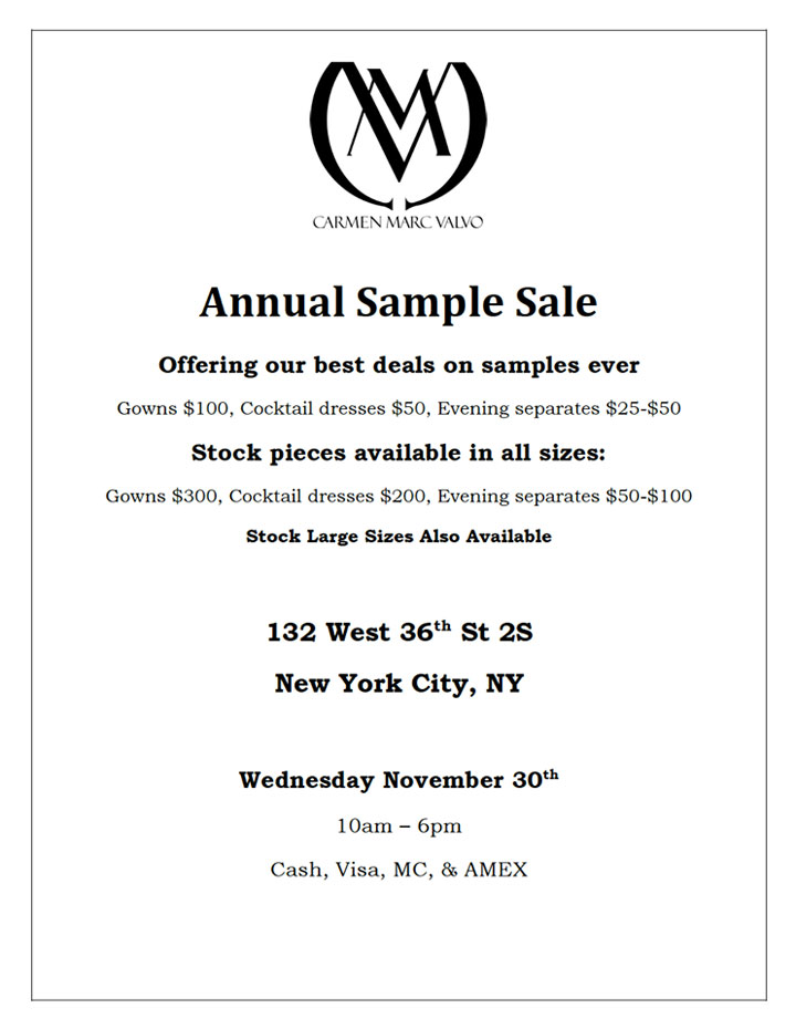 Carmen Marc Valvo Annual Sample Sale