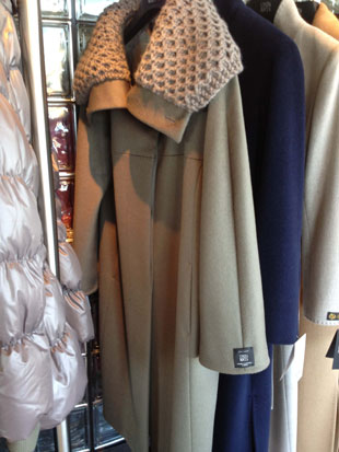 Cinzia Rocca Long Wool and Angora Olive Coat w/ Cashgora Neck ($500)