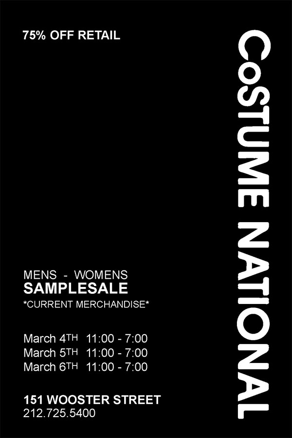 CoSTUME NATIONAL Sample Sale