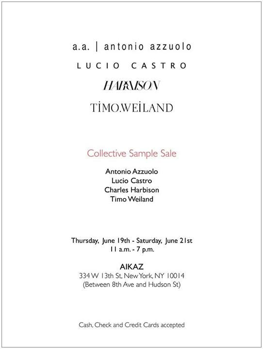 Timo Weiland, a.a., Lucio Castro, and Harbison Sample Sale