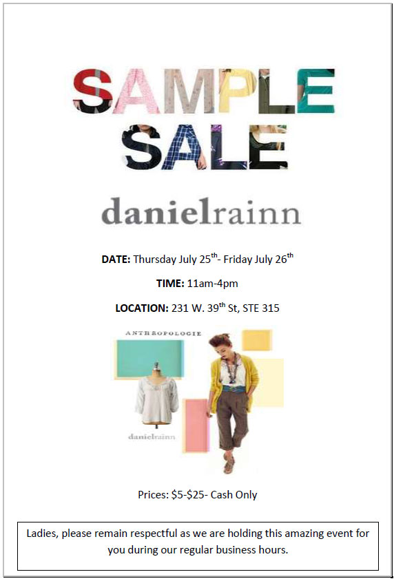 Daniel Rainn Sample Sale