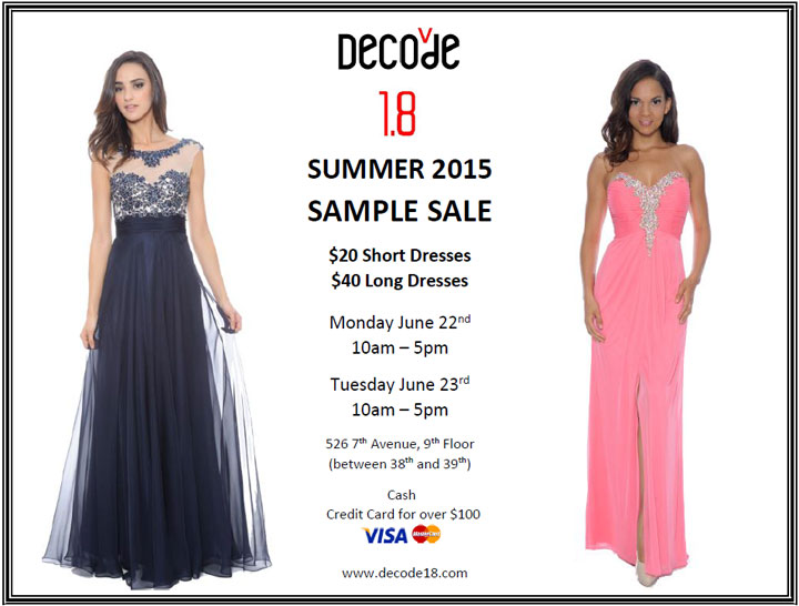 Decode 1.8 Summer 2015 Sample Sale