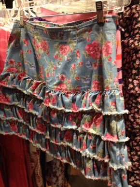 Denim Floral Ruffle Skirt ($30)
