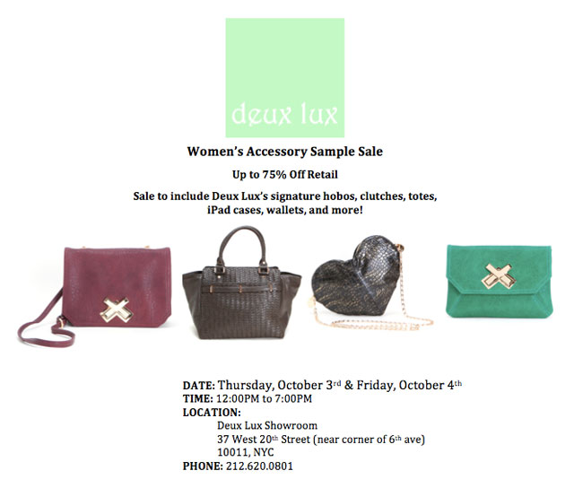 Deux Lux Handbags Sample Sale