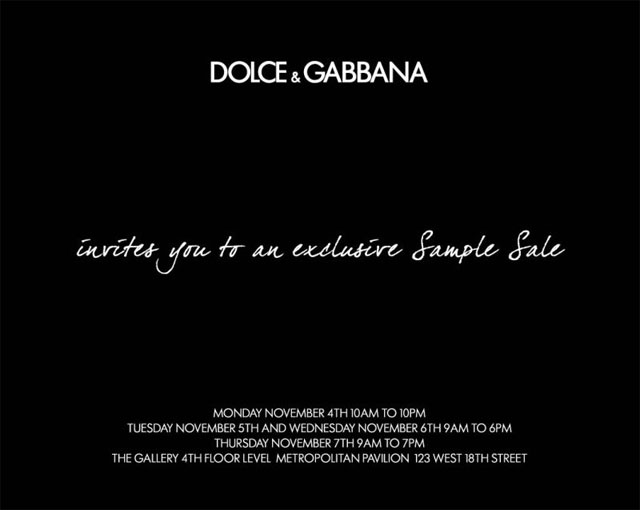 Dolce & Gabbana Sample Sale
