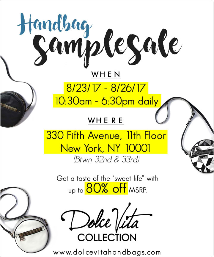 Dolce Vita Collection Handbag Sample Sale