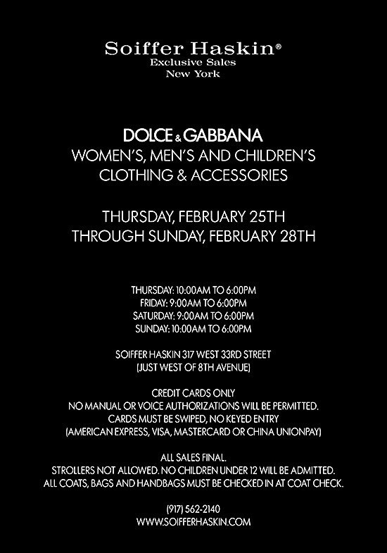  Dolce & Gabbana Sample Sale