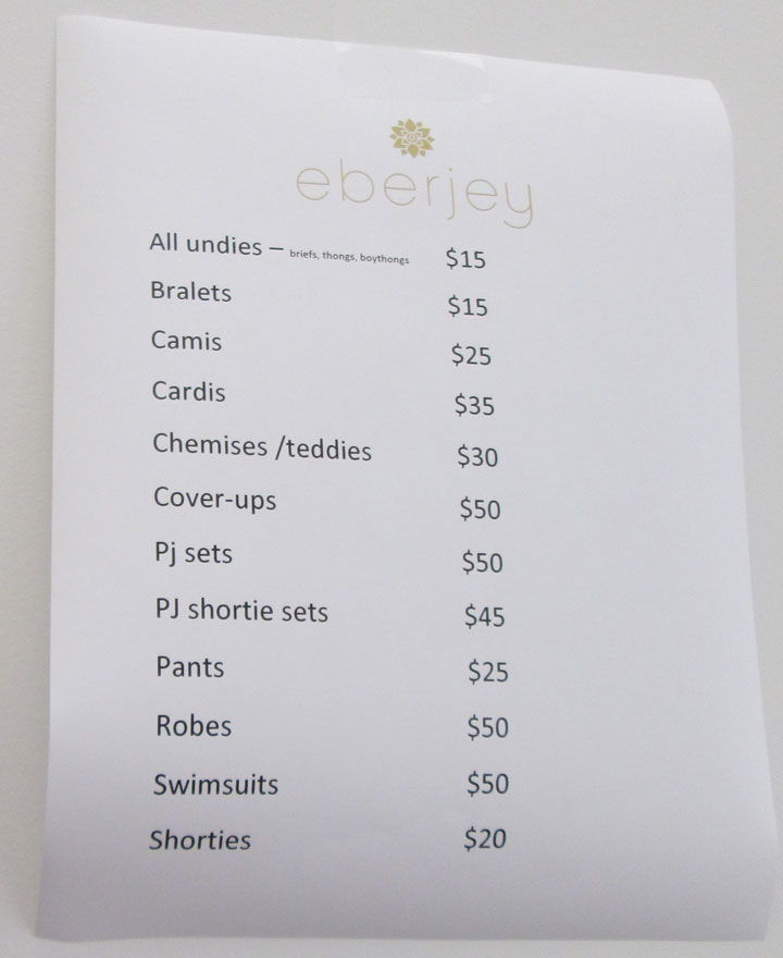 Sample Sale Price List