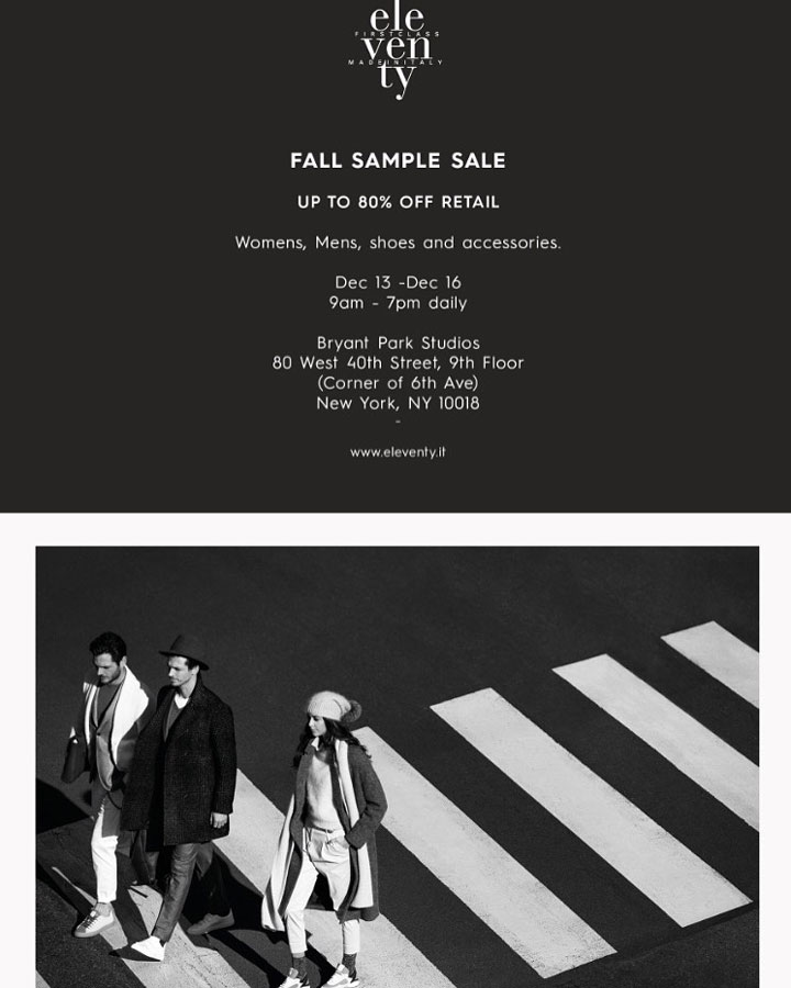 Eleventy Fall Sample Sale