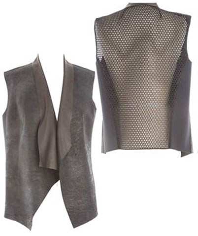 BETSY VEST: Break' on distress leather in black from Transition 15 collection Retail: $698, Now $99