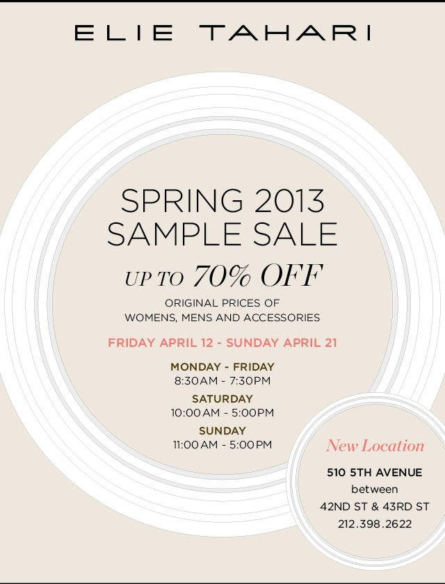 Elie Tahari Spring 2013 Sample Sale