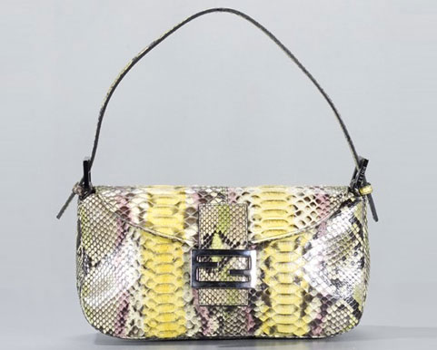 Fendi Multicolor Python Snakeskin Baguette Bag