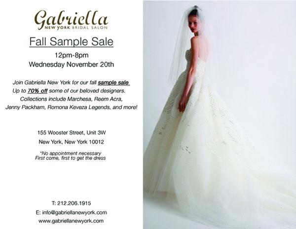 Gabriella New York Fall Sample Sale