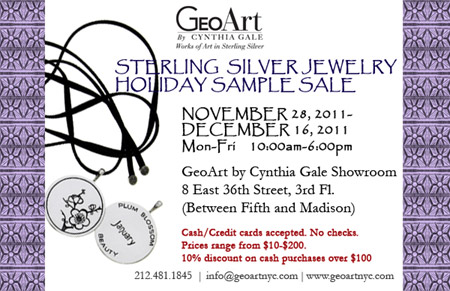 GeoArt by Cynthia Gale Holiday Sample Sale