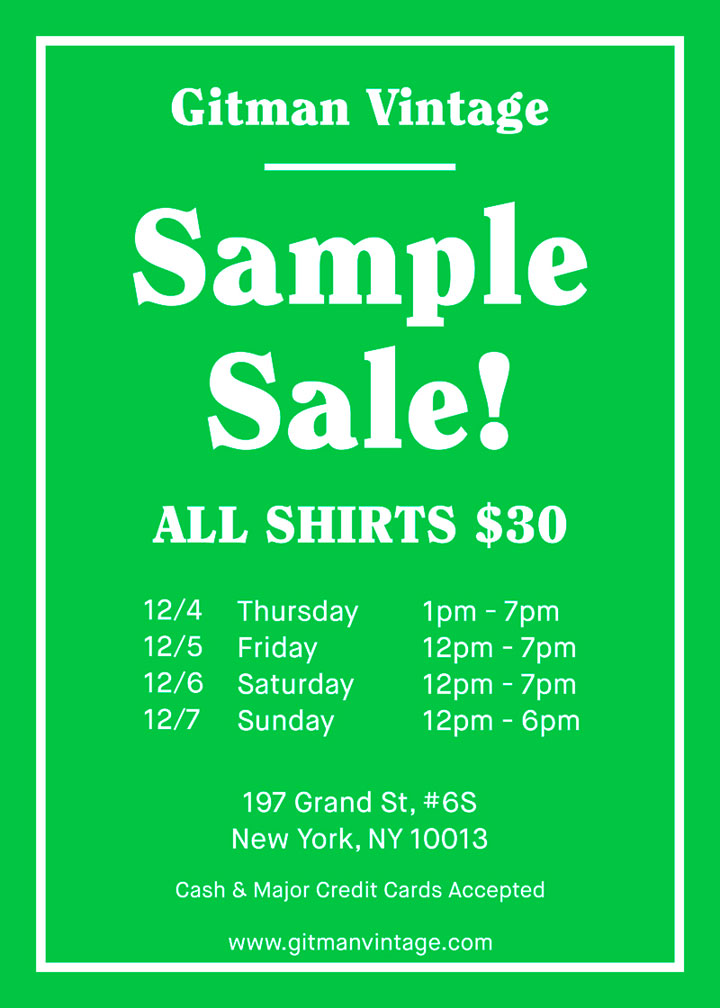 Gitman Bros. Vintage Sample Sale