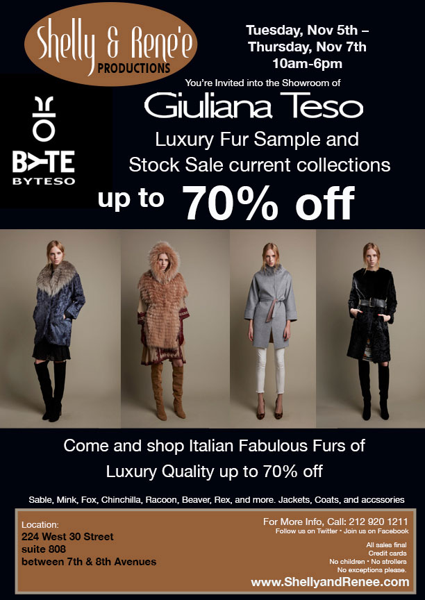 Giuliana Teso Luxury Fur Sample & Stock Sale