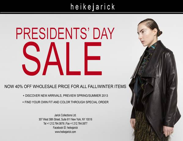 Heike Jarick Presidents' Day Sample Sale