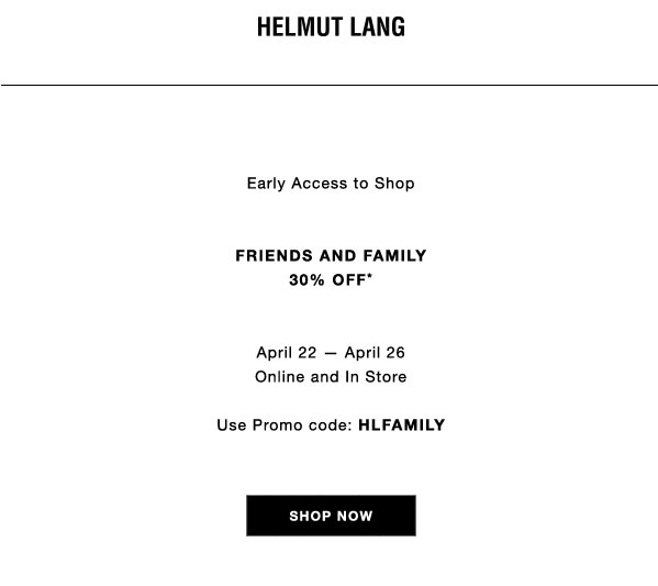 Helmut Lang Friends & Family Sale